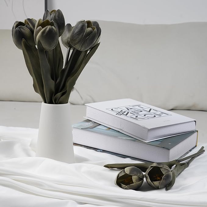 Buart Black-Coffee Flowers Artificial Luxury Big Tulip Valentine's Day Mother's Day Easter Home Kitchen Wedding Decorations(11pcs)-Ruum Studio Home