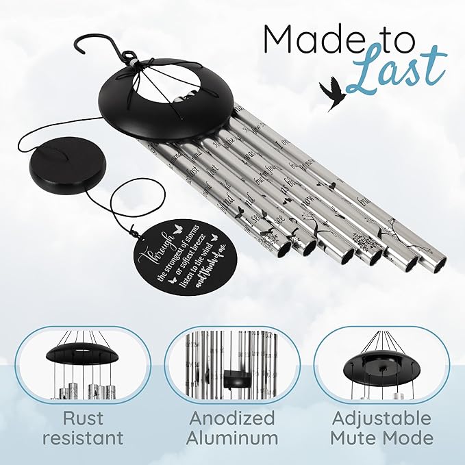 The Wind Chime CO Deep Tone Sympathy Wind Chime with 6 Andonized Aluminum Tubes Tuned Soothing Melody, Memorial Wind Chimes for Outside Decoration (Patio, Graden, Yard) 40"-Ruum Studio Home