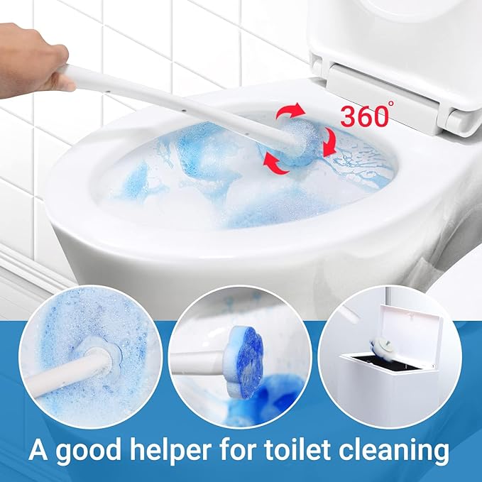 Disposable Toilet Brush Holder Set Toilet Wand (Pack of 2) Toilet Cleaner Scrubber with 24 Refills-Ruum Studio Home