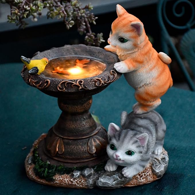 Cat Garden Figurines Outdoor Decor Solar Statue with LED Lights for Patio Lawn Yard Art Decoration Housewarming Garden Gift-Ruum Studio Home
