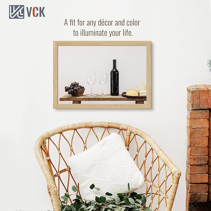 VCK 16x24 Oak Wood Frame for Poster & Picture, Natural Solid Wood Photo Frames 3 Pack, Wall Gallery Frame-Ruum Studio Home