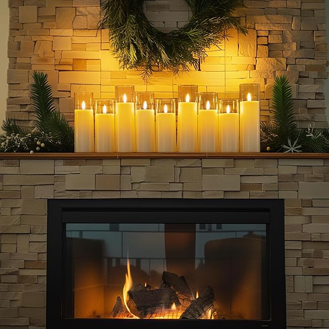 Homemory Ivory Acrylic Flameless LED Candles, Battery Operated with Remote Control and Timer, Electric Fake Candles for Wedding, Home Decor, Set of 9-Ruum Studio Home