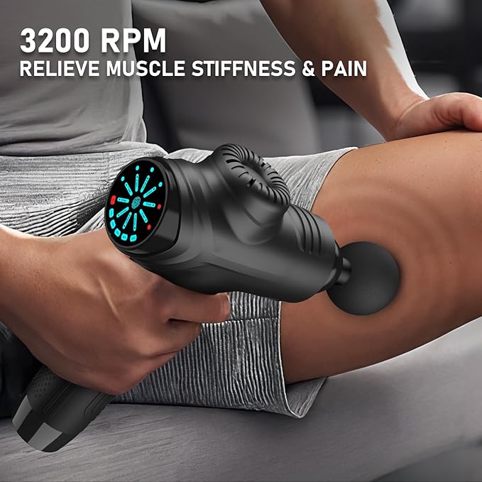 RAEMAO Massage Gun, Handheld Electric Deep Tissue Muscle Massager for Athletes for Pain Relief Attaching 8 Replacement Heads, Percussion Massager with 10 Speeds, Father's Day Gifts, Black-Ruum Studio Home