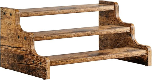 KLM 3-Tier Spice Rack, 13.8 Inch Wood Step Shelf Countertop Spice Storage Holder, Kitchen Pantry Cabinet Organizer Cupboard for Spice Bottles, Jars, Seasonings, Baking Supplies,Bathroom Organizer-Ruum Studio Home