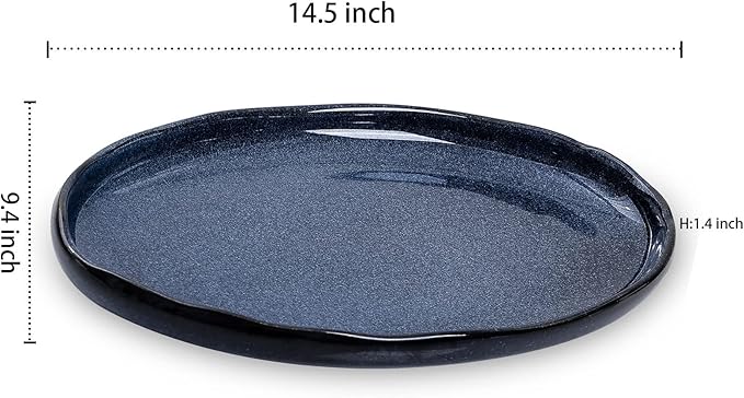 vicrays Serving Platter Ceramic Tray Plates Extra Large Oval 14.5 Inch Porcelain Dinner Plates Long Serving Dish Set Entertaining Party Restaurant Food Meat Sushi Fish Turkey Platter-Ruum Studio Home