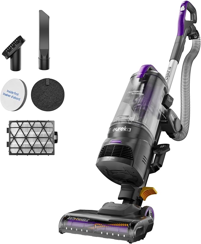Eureka FlexReach Powerful Upright Vacuum Cleaner for Carpet and Hard Floor, Lift-Away Vacuum with Large Dust Cup, Anti-Tangle, NEU651PL, Purple-Ruum Studio Home