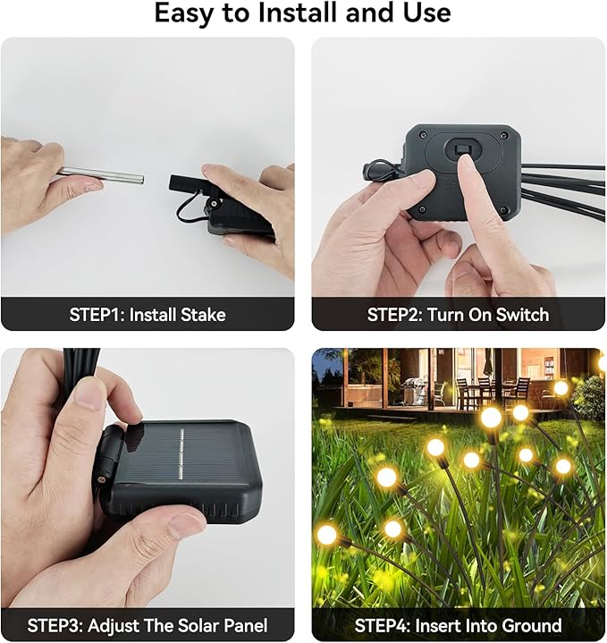 Solar Garden Lights Outdoor Waterproof, 6 Pack 48 LED Swaying Light Firefly Light Outdoor Decor Lights for Garden Gifts for Pathway Party Christmas Decoration, Warm White-Ruum Studio Home