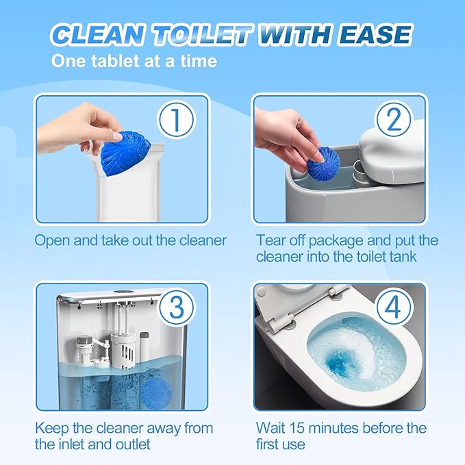 KIISIISO Multipurpose Bathroom Cleaners, 54 Pack Commercial & Household Toilet Bowl Cleaners, Blue Toilet Bowl Tablets Drop in Tank, Janitorial Deodorizers-Ruum Studio Home