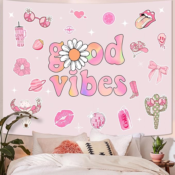 Lunerfex Y2K Tapestry Pink Wall Tapestry, Cute Tapestries for Bedroom Funny Tapestries Wall Hanging for Bedroom Living Room Decor Pink-1 44"x60"-Ruum Studio Home