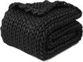 YnM Chunky Throw Blanket, Medium-Weight, Hand Knitted, Skin Friendly, Ventilated and Breathable, Machine Washable, Home Décor Piece for Couch, Sofa and Bed (Black, 40x50 Inch)-Ruum Studio Home