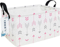 Rectangular Folding Laundry Basket,waterproof Canvas Basket,gift basket,Suitable for children's room,Office,Clothes,Toys Storage (Pink Arrow)-Ruum Studio Home