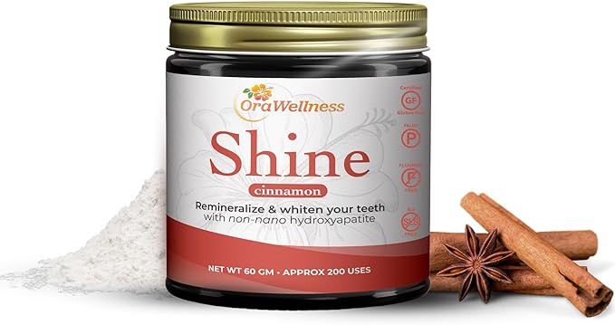 Shine Remineralizing Tooth Powder with Hydroxyapatite, Made in The USA, Flouride Free Tooth Repair, Natural Teeth Whitening Powder, Teeth Polish & Stain Remover, Cinnamon-Ruum Studio Home