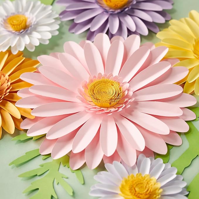 3D Paper Flowers Decorations for Wall, Large Daisy Paper Flowers for Bulletin Board, Wedding, Baby Shower, Tea Party, Classroom, Bedroom Decor-Ruum Studio Home