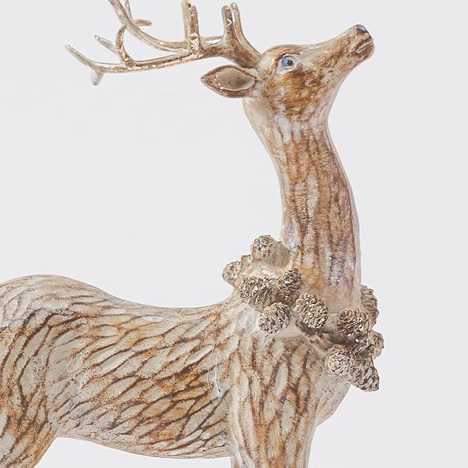 DN DECONATION 2pcs Reindeer Christmas Figurines, Tabletop Reindeer Small Christmas Decor, Brown Resin Deer Statue, Holiday Home Décor Accents for Xmas Office Living Room & Bedroom Decorations-Ruum Studio Home