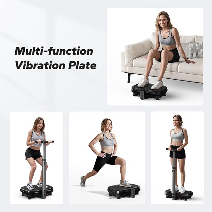 MERACH Vibration Plate Exercise Machine, Vibration Plate for Lymphatic Drainage Weight Loss, Vibrating Plate Exercise Machine with Handrails, Exercise Equipment for Women Men Home-Ruum Studio Home