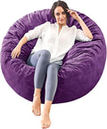 Bean Bag Chairs for Adults - Memory Foam Furniture BeanBag Chair - Kids/Teens Sofa with Soft Micro Fiber Cover - Round Fluffy Couch for Living Room Bedroom College Dorm - 3 ft, Purple-Ruum Studio Home