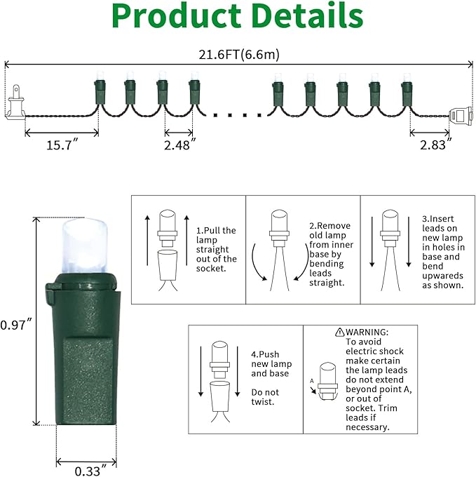 100 Count Cool White -String Lights - 21.6FT LED Christmas Lights, Mini led Lights for Indoor Outdoor Home Holiday Party Wedding Independence Day Decoration-Ruum Studio Home