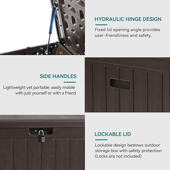 YITAHOME 90 Gallon Double-Wall Deck Box with Side Handles, Outdoor Large Storage for Patio Furniture Cushions, Garden Pool Accessories, Water Resistant & Lockable-Ruum Studio Home