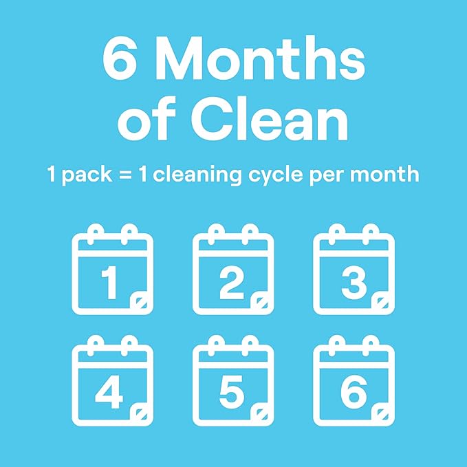 Seventh Generation Washing Machine Cleaner 6 Count Free & Clear Targets Odor-Causing Residue Powered by Oxy Power 4.2 oz-Ruum Studio Home