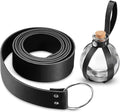 Boao Potion Bottles with Cork Set Dark Magic Cork Round Potion Bottle with Leather Belt Clear Glass Large for Halloween Costume Props DIY Crafts Decorative, 200 ml(Black)-Ruum Studio Home