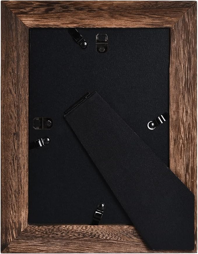 Yaetm 5x7 Picture Frame Distressed Wood, Rustic Solid Wood Photo Frame 5 x 7, Display for Tabletop and Wall, High Definition Glass, Carbonized Black (2 pack)-Ruum Studio Home