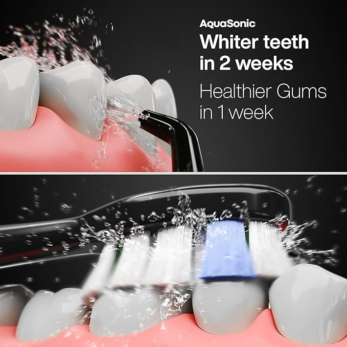 AquaSonic Home Dental Center PRO – Brushing & Flossing Made Easy – Brush & Floss – Power Toothbrush & Water Flosser – Whiter Teeth & Healthier Gums – Black Series Pro+Oral Irrigator-Ruum Studio Home