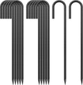 24 Inch Rebar Ground Stakes 3/8 Inch Tent Stakes Heavy Duty 12 Pack Steel Ground Anchors Chain Link Fence Stakes Trampoline Stakes with Chisel Point end for Swing Set and Camping Tent, Black-Ruum Studio Home