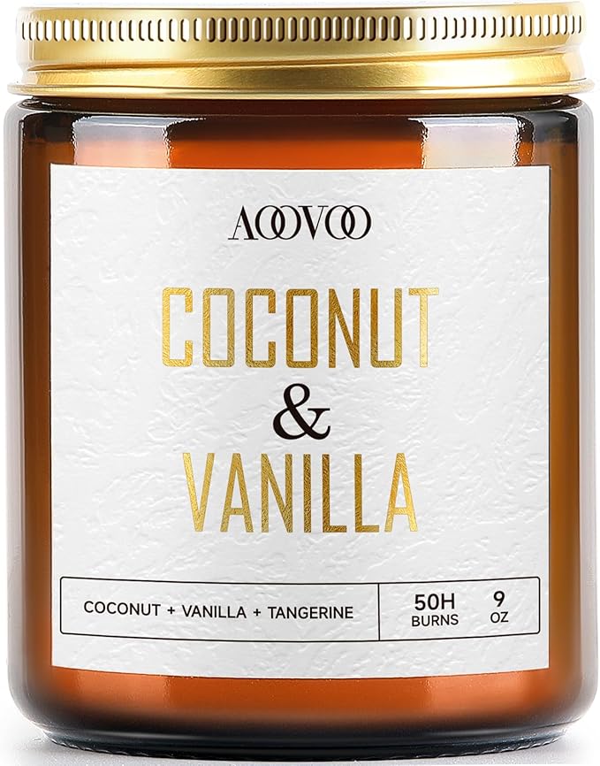 AOOVOO Coconut Vanilla Candles - 9 oz Scented Candles, Aromatherapy Candle, Soy Candle for Home Scented-Ruum Studio Home