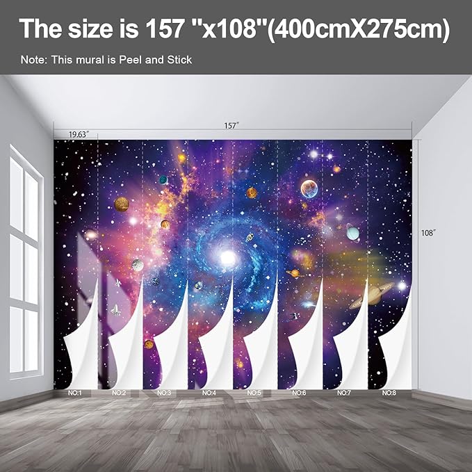 Planet Wall murals Peel and Stick Galaxy Wallpaper for Bedroom Nursery Room - 108"x157"-Ruum Studio Home