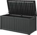 KAMABOKO Outdoor Storage Box, 120 Gallon Large Outdoor Resin Deck Box, Storage Waterproof Boxes Lockable Lid for Garden Tools, Pool Supplies, Patio Furniture and Cushions, Black-Ruum Studio Home