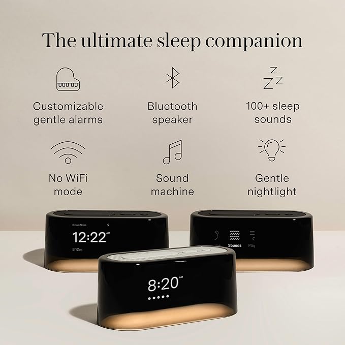 Loftie Alarm Clock with Sound Machine – Smart Alarm Clock with Light, White Noise, Bluetooth Speaker, Night Light Sound Machine, 100+ Sounds, Blackout Mode, No WiFi Mode, Optional Subscription - Peach-Ruum Studio Home