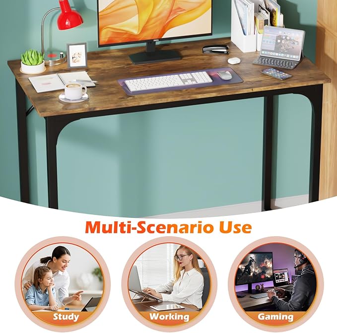 PayLessHere 32/39/47 inch Computer Desk Study Writing Table, Adjustable feet, Modern Furniture for Home Office (1, Vintage, 39 inch)-Ruum Studio Home