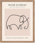 Poster Master Vintage Poster - Retro One Line Elephant Drawing Print - Elephant Art - Minimal Gift for Men, Women, Animal Lover - Abstract Wall Decor for Home, Office, 8x10 Beige Framed-Ruum Studio Home