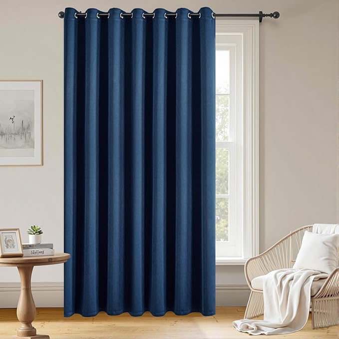 Blackout Curtains Custom Size for Bedroom 1 Panel, Thermal Insulated Blackout Curtains, Solid Grommet Privacy Room Darkening Drapes for Living Room Window (Customsize, Navy Blue)-Ruum Studio Home