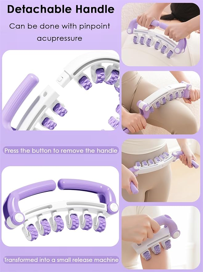 Anti Cellulite Massager Roller w/Detachable Roller Handles for Whole Body, Leg, Lumbar, Shoulder, Back, Arm Massage Stretch Roller Swelling Release Stress Relief Yoga Goods Dieting Equipment-Ruum Studio Home
