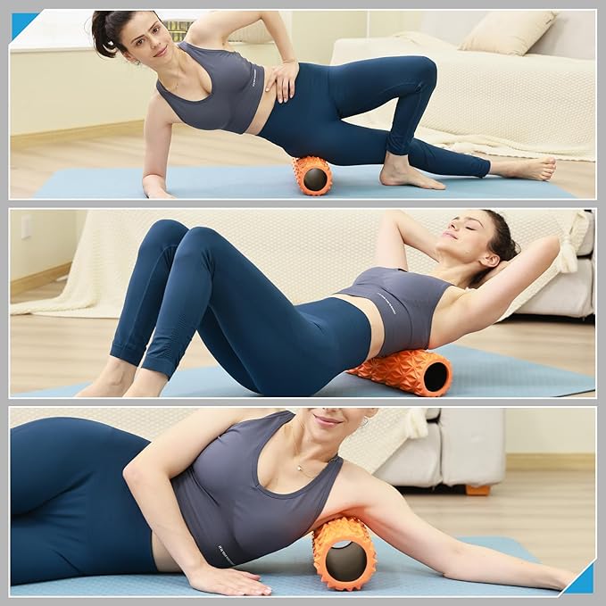 Foam Roller - 15 inch Deep Tissue Massager for Muscle Massage, Myofascial Trigger Point Release, Exercise, Yoga, Pilates & Stretching(Orange)-Ruum Studio Home