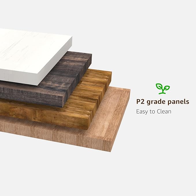 OKD 48" Modern Farmhouse Coffee Table, Wooden Living Room Table with Hidden Storage Drawer, Rustic Rectangular Center Tables w/Wood Thick Design for Living Room, Office, Light Knotty Wood-Ruum Studio Home