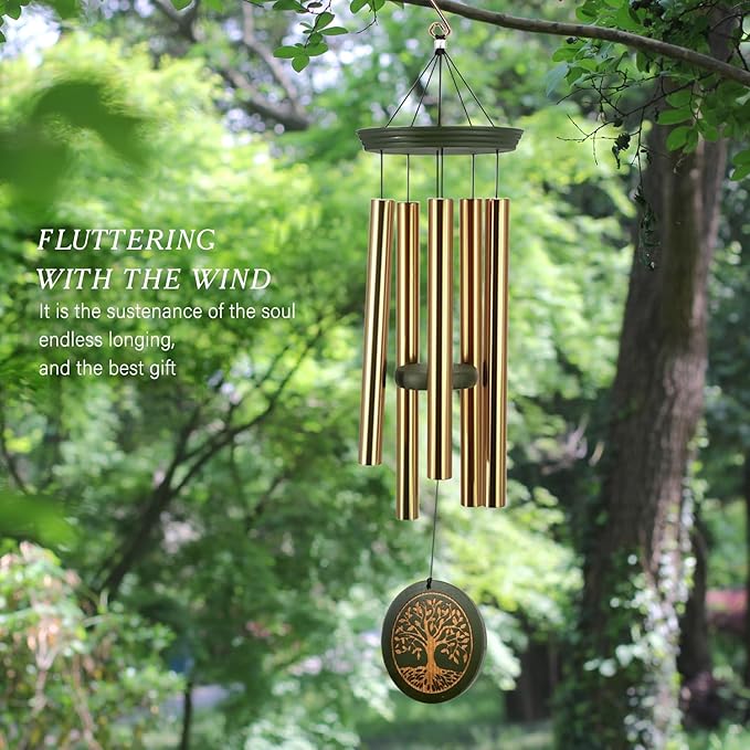 Memorial Wind Chimes for Outdoor & Gifts – Engraved Tree of Life, 36” Durable Metal Chimes with Soothing Melodies, Waterproof & Customizable Tones-Ruum Studio Home