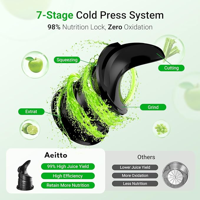 Juicer Machines,Aeitto Cold Press Juicer with 5.3“ Extra Large Feed Chute for Whole Fruits & Vegetables, Slow Masticating Juice Extractor, Self Feeding, Easy to Clean, High Juice Yield, Grey-Ruum Studio Home