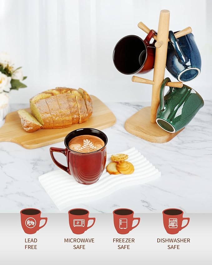 Ceramic Mugs 14 Oz,Mugs Set for Men Women, Ceramic Mugs Set with Large Handle for Coffee Tea Milk Cocoa, Coffee Cups Set of 6 Gift for Dad Mom,Easy to Clean & Hold, Microwave Safe.-Ruum Studio Home