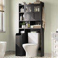 Itaar Over The Toilet Storage Cabinet, Over Toilet Bathroom Organizer with Glass Doors & Toilet Paper Holder Stand, Home Space-Saving Toilet Rack, for Bathroom, Restroom, Laundry(Black)-Ruum Studio Home