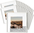 HAUS AND HUES Square Picture Frames 12 x 12 Set of 25 - Photo Gallery Wall Frame Set, Wood Frames With Mat, White Oak-Ruum Studio Home