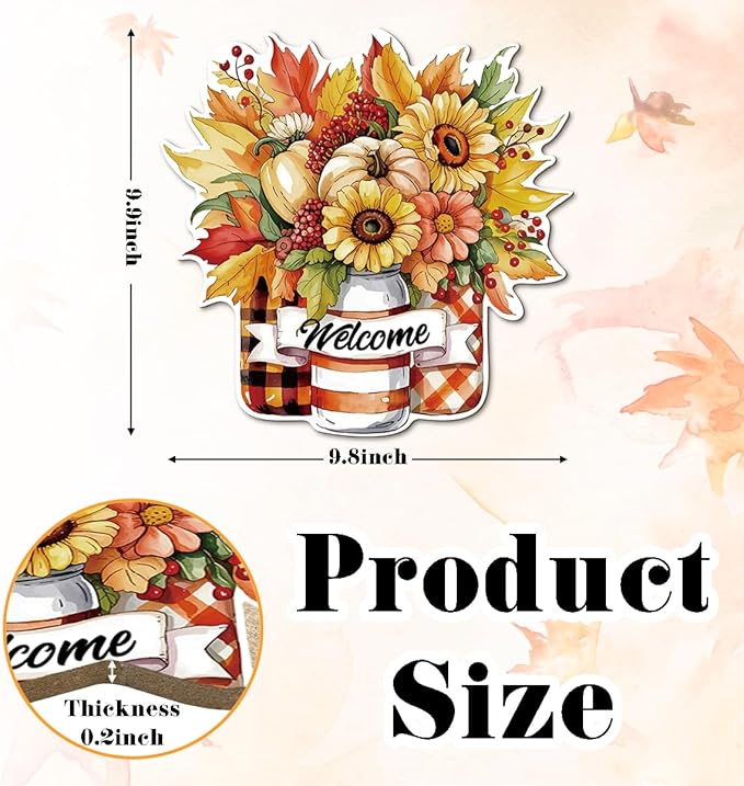 Thanksgiving Welcome Door Sign Pumpkin Hanging Decor Fall Wooden Sign Autumn Decorations, Outdoor Farmhouse Porch, Autumn Harvest Thanksgiving Home Decorations, Housewarming Gift-Ruum Studio Home