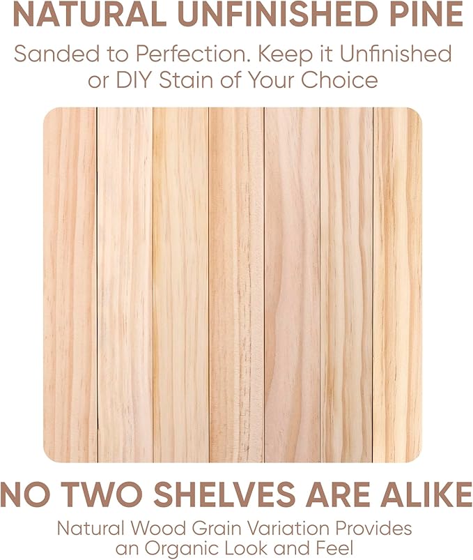 Homeforia Wood 48 inch Floating Shelf, High End Solid Natural Wood 48inch Floating Shelves for Wall Mounted, Unfinished Wooden Large Floating Shelves, Heavy Duty Bracket, 48 X 6.5 X 1.75 in, Set of 2-Ruum Studio Home