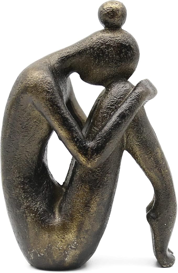 Lukitas Unique Decorative Girl Thinker Bookends, Non-Slip Book Holder, Home Office Bookshelf Decor, Creative Desktop Ornaments for Study Room Hotel Shelves, Resin, 1Pair/2Piece 6.5''-Ruum Studio Home