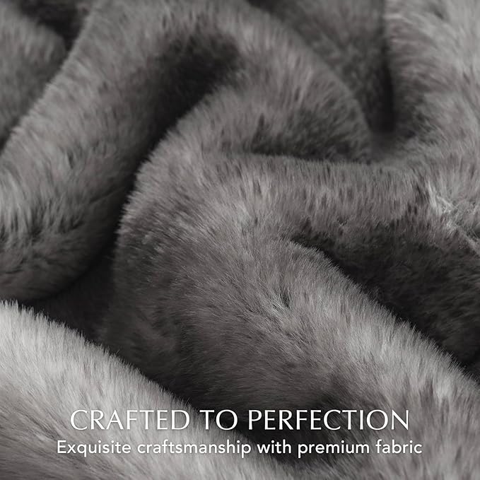 Ultra Soft Luxury Fluffy Mink Faux Fur Throw Blanket, Thick Warm Fall Winter Blankets for Bed, Couch, Cozy Plush Reversible Blanket for Chair, Sofa (Ombré Silver Onyx, 50"x60")-Ruum Studio Home