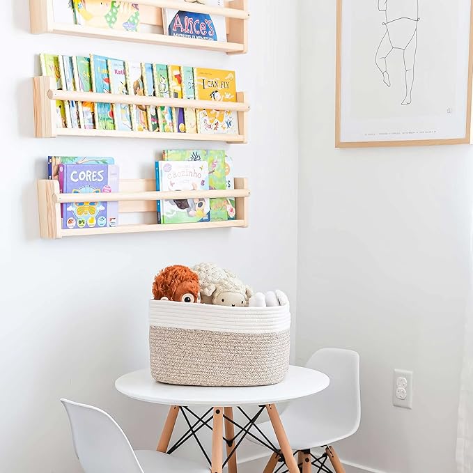 OrganiHaus Woven Storage Baskets for Organizing, Cotton Rope Organizer Bins for Shelves, Closet & Nursery, Dog Toy Basket, Decorative Bins for Toys, Towels & Books - 15x10x9, Brown-Ruum Studio Home