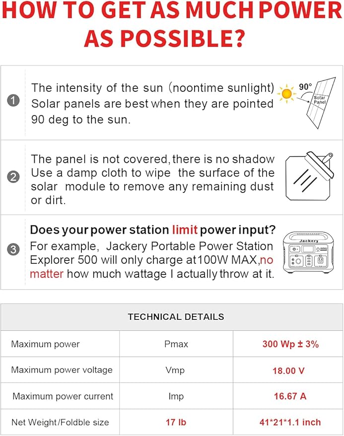 DOKIO 300W Portable Foldable Solar Panel Kit (21x40in, 17lb), with Separate Controller and Dual USB, Monocrystalline Charger for 12V Batteries, Power Stations, RV Camping Emergency Use-Ruum Studio Home