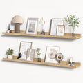 Floating Shelves for Wall, Picture Ledge Shelf 48 Inch Solid Wood Set of 2, Rustic Wall Shelves with Lip, Kids Bookshelf, Photo & Picture Live Edge Floating Shelves for Bedroom, Living Room, Kitchen-Ruum Studio Home