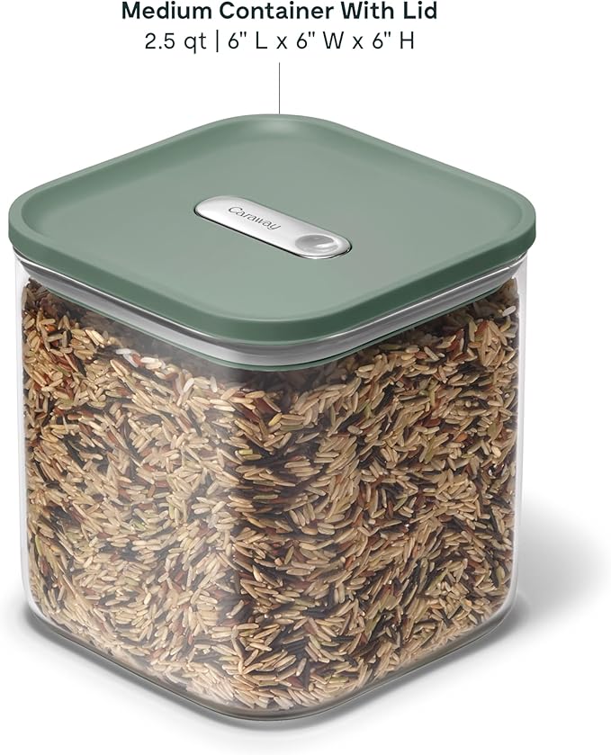 Caraway 2.5qt Glass Airtight Food Storage Container with Lid – Non-Toxic, BPA-Free Kitchen Storage Container – Stackable, Space-Saving Airtight Container for Dry Goods and More - Sage-Ruum Studio Home